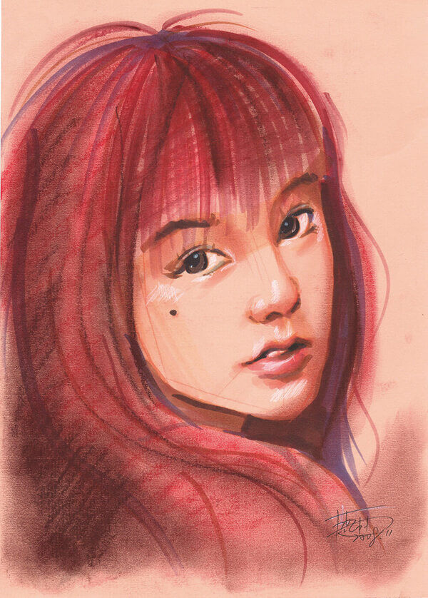 麥克筆&色鉛筆速寫